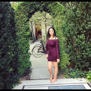 Purple off the shoulder dress